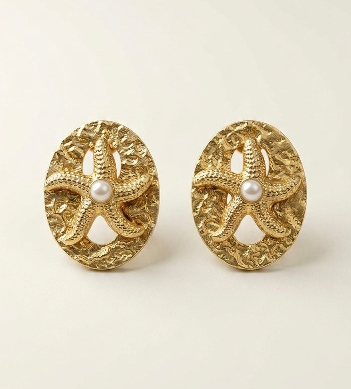 Tidal Starfish Pearl Studs