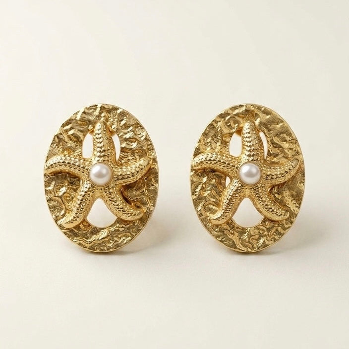 Tidal Starfish Pearl Studs