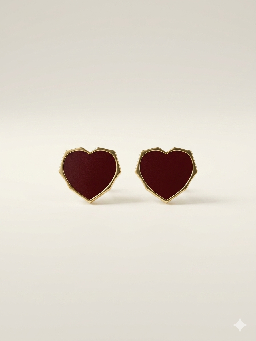 Crimson Facet Heart Studs