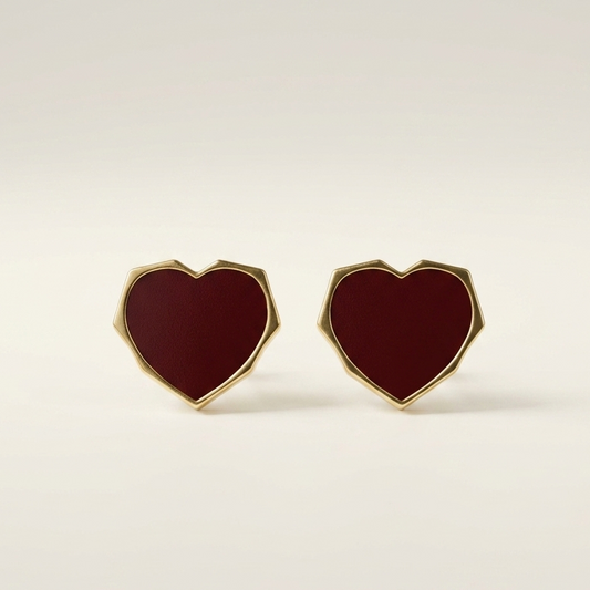 Crimson Facet Heart Studs
