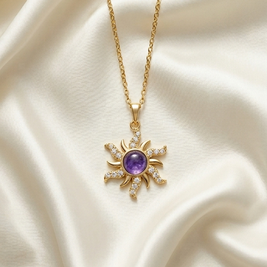 Sun pendent with amethyst purple