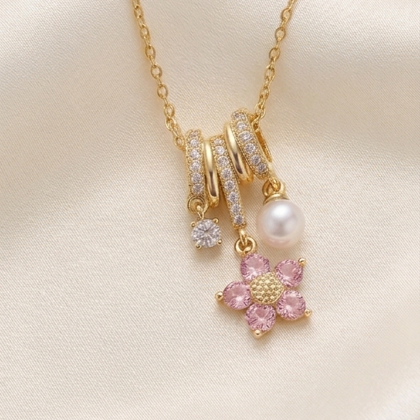 Pink flower charms